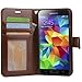 Arae Slim Flip Folio PU Leather Wallet Case for Galaxy S5 i9600, Brown