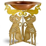 Whimsical Cat Bird Bath - Steel Pedestal with Copper Bowl