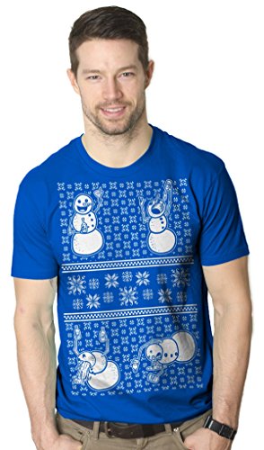 Mens Drunk Snowmen Ugly Christmas Sweater Funny T shirt ROYAL