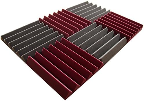 Pro Studio Acoustics - 12"x12"x2" Acoustic Wedge Foam Absorption Soundproofing Tiles - Burgundy/Charcoal - 6 Pack