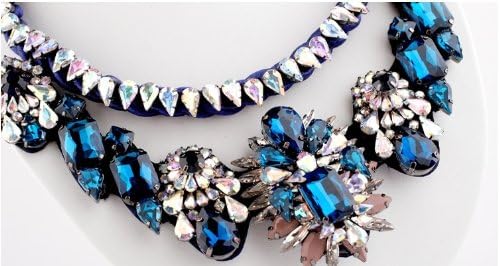 Shourouk Blue Crystal Necklace Sparkling Gem Shourouk Necklace Jewel Choker Statement Necklace
