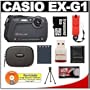 Casio Exilim EX-G1 Endurance Shockproof / Waterproof Digital Camera (Black) + 8GB Card + Battery + Floating Strap + Case + Accessory Kit