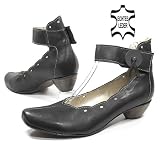 MADE IN PORTUGAL Glattleder Pumps mit femininer Knöchelspange, komplette Innenausstattung auch aus Leder, schwarz, Wählen Sie Ihre Größe:44