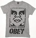 Icon Face Stencil Tri-Blend Guys T-shirt in Heather Grey by Obey Clothing