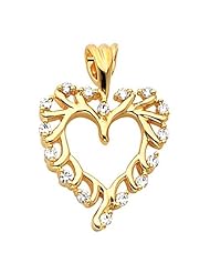 14K Yellow Gold Diamond Heart Pendant - 0.48 Ct. -- LIFETIME WARRANTY