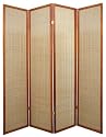 Asian Tropical Rattan - 6ft. Serenity Japanese Shoji Privacy Screen Room Divider - 4 Panel Walnut