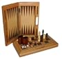 Heirloom Gift Bazaar 16 Inch Oak Wood Folding 3 in 1 Combination Set (Chess, Checkers, and Backgammon)