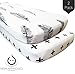 Kaydee Baby Certified Organic Cotton Fitted Crib Sheets - Set of 2 - Variety of Options Available (Black White)