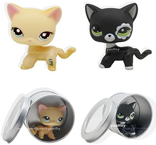 2PCS-2249-339-Rare-Littlest-Pet-Shop-Black-Orange-Short-Hair-Cat-Ranch-LPS