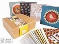 Bright Stem Stationery Boxset of Small Notecards 12 Mixed Unique Vintage Style Blank Thank You Cards (9.5 x 9.5cm) Including Robot, Cupcake, Dino, Heart, Robin Designs