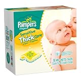 Pampers Sensitive Thick Care Wipes Refill, 180-Count Pouches (Pack of 4) (720 Wipes)