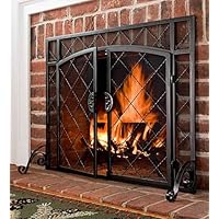 44'W x 33'H 2-Door Celtic Knot Flat Fire Screen, in Pewter