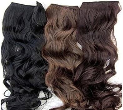 ZNU One Piece Clip in Synthetic Human Hair Extensions Long Wavy Curly Hair Wig Wigs Fashion