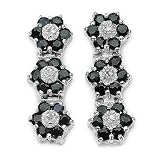 1.85 Carat Genuine Sapphire Rounds and Diamond Silver Earrings