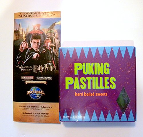 Universal Studios Wizarding World of Harry Potter diagon alley puking pastilles hard boiled sweets wizarding weasleys Candy store 4.5 Oz & commemorative opening week map gift set