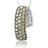 14k Gold White and Chocolate Brown Champagne Diamond Pendant Necklace (HI, I, 0.55 carat)