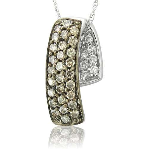 14k Gold White and Chocolate Brown Champagne Diamond Pendant Necklace (HI, I, 0.55 carat)
