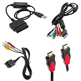 GTMax 4FT AV Composite Cable + PS2 To PS3 Controller Convertor Cable + 6FT HD Component Cable + 6FT 