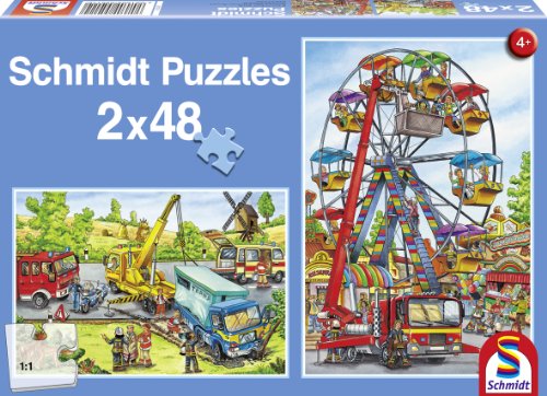 Schmidt Spiele 55011 - Puzzle, Rettungsfahrzeuge, 2 x 48 Teile