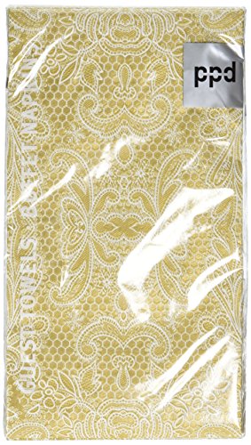 Paperproducts Designs 1411051 15-Pack Lace Royal Elegant Guest Towels, Gold/White