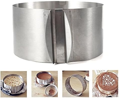 OI Adjustable Stainless Steel Mousse Cake Ring 2Handle Layered Baking Mold