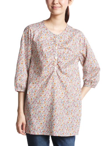 (エスマイル)S.MILE 綿ローン花柄プリント 7分袖ヘンリーチュニック 3221268