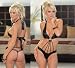 Sinfully Yours Black Costume Lingerie Halter Sleepwear Teddie with G-string