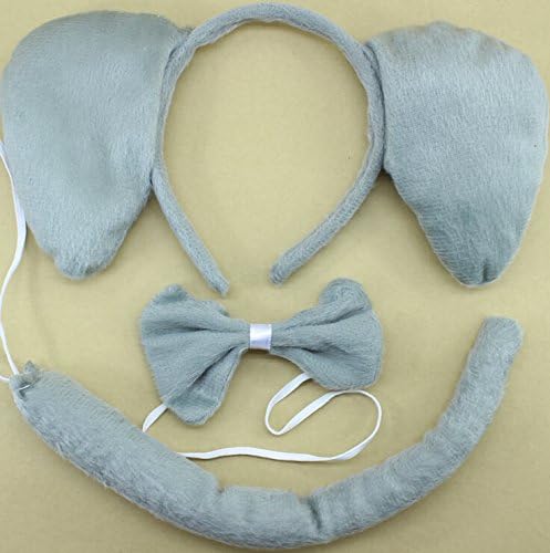 Cute Xmas Party Elephant EAR Animal Costume Headband Bow Tail 3pc Set