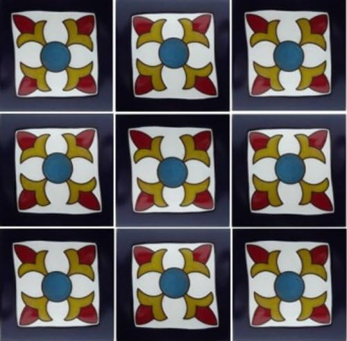 Old California TOC-50 Decorative Mexican Talavera Ceramic Tile 6" x 6" - Set of 4 Tiles