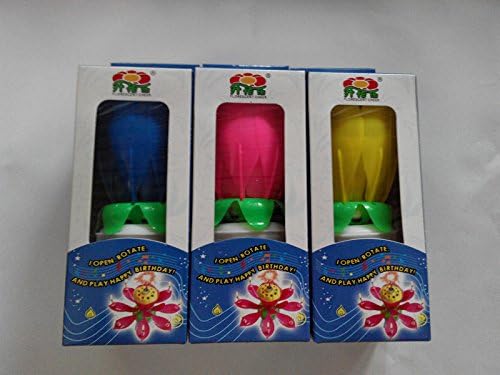 ZYBF Amazing Musical Fountain Sparkling Birthday Candle Flower Special For Your Birthday-3Pcs (Pink+Blue+Yellow)