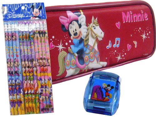 Minnie Mouse Pencil Case + Pack of Pencils & Sharpener