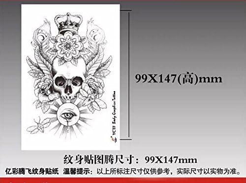 GC Skull and Crown Pattern on Back Arm Waist Temporary Tattoo Sticker SB-67