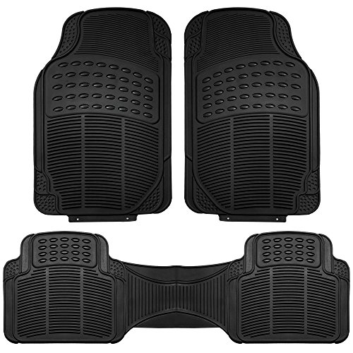 FH GROUP FH-V16404 All Weather Rubber Auto Floor Mats Liner - 3pc Set Black