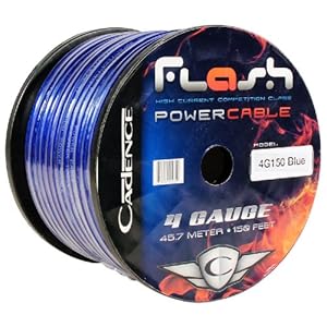 Cadence 4G150-BLUE 4 Gauge 15 Foot blue Amp Power Wire Spool w/ Cool Cable Technology (Cut from a 150 Foot Spool)