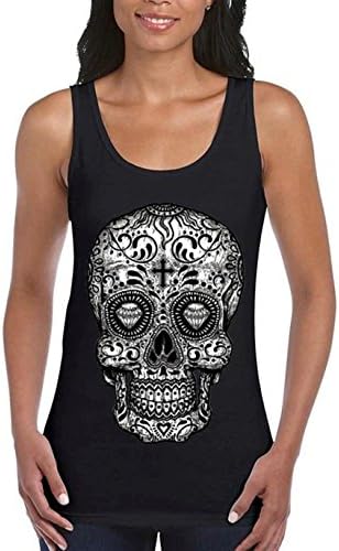 Sugar Skull black & white Women's Tank Top Day of Dead Tank Tops Black Medium