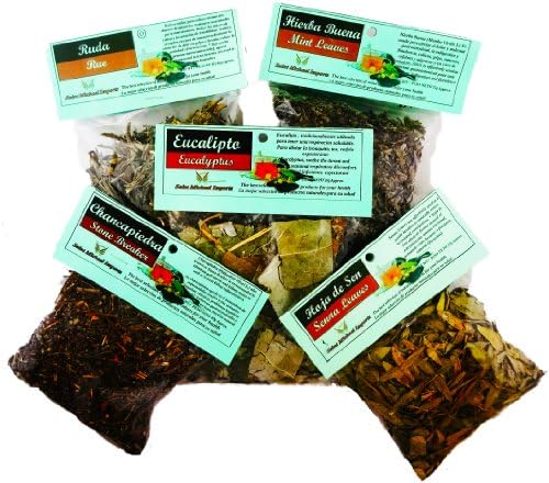 Natural Herbs pack of 5 ,spearmint,eucalyptus,senna,rue,chanca piedra.