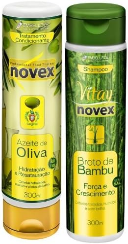 Embelleze Novex Shampoo and Conditioner Double Bundle (olive oil Conditioning Treatment, and Bamboo Shampoo) Plus 1 Free of EYE Pencil