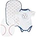 Baby Aspen, Little Slugger Baseball Themed 3 Piece Layette Set, Blue, 0-6 Months