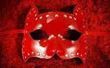 Carneval - Original handmade Venetian mask - Gattino Leather red Erotic Line