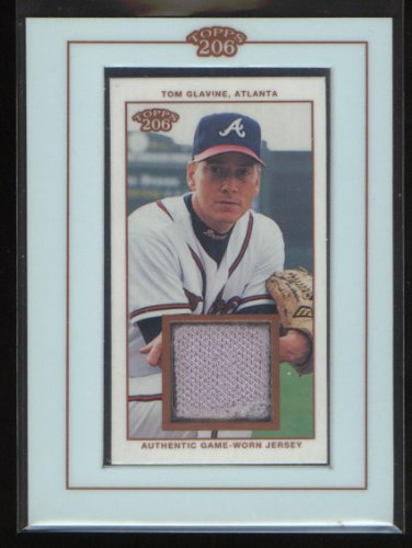 Tom Glavine Game Worn Jersey 2002 Topps 206 Baseball Atlanta Braves Card #TR-TGL