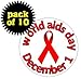 Quantity 10 World AIDS Day December 1 red ribbon 1.25