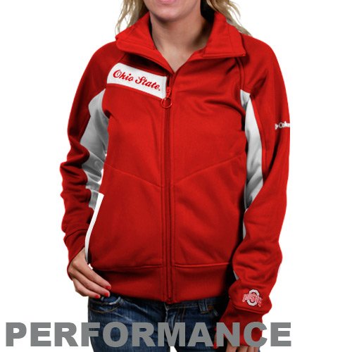 Columbia Ohio State Buckeyes Ladies Scarlet-White Velocity Trackster Full Zip Performance Jacket (X-Small)