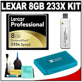 51UwW%2BkqOuL. SL500 AA280  Lexar Professional 8GB 233x CompactFlash Card + USB Reader + Memory Card Case + Cleaning Kit