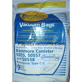 Generic Kenmore Canister Vacuum Cleaner Bags 3 Pack. Style 5055. 50557. and 50558, Also Will Fit Panasonic Style C-5