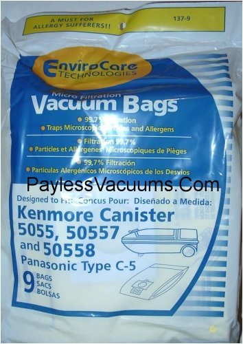 Generic Kenmore Canister Vacuum Cleaner Bags 3 Pack. Style 5055. 50557. and 50558, Also Will Fit Panasonic Style C-5