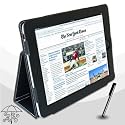 New luxury  black Synthetic Leather case for Apple ipad with Multi  Angle Stand + free stylus pen for iPad