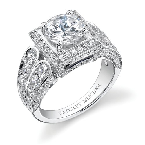 Badgley Mischka Bridal Collection- 18k White Gold Semi-Mount Diamond Engagement Ring