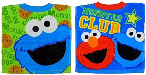 Sesame Street Elmo Cookie Monster Toddler Pullover Terry Fabric Bib Set of 2