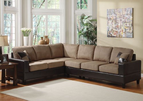 Acme 15300 Madrid Saddle Sectional Sofa Set with 2-Pillow, Espresso Finish
