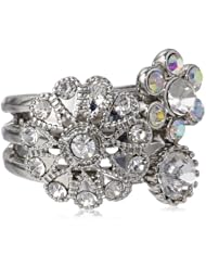 Betsey Johnson "Stone & Pearl" Crystal Flower Cluster Ring, Size 7.5